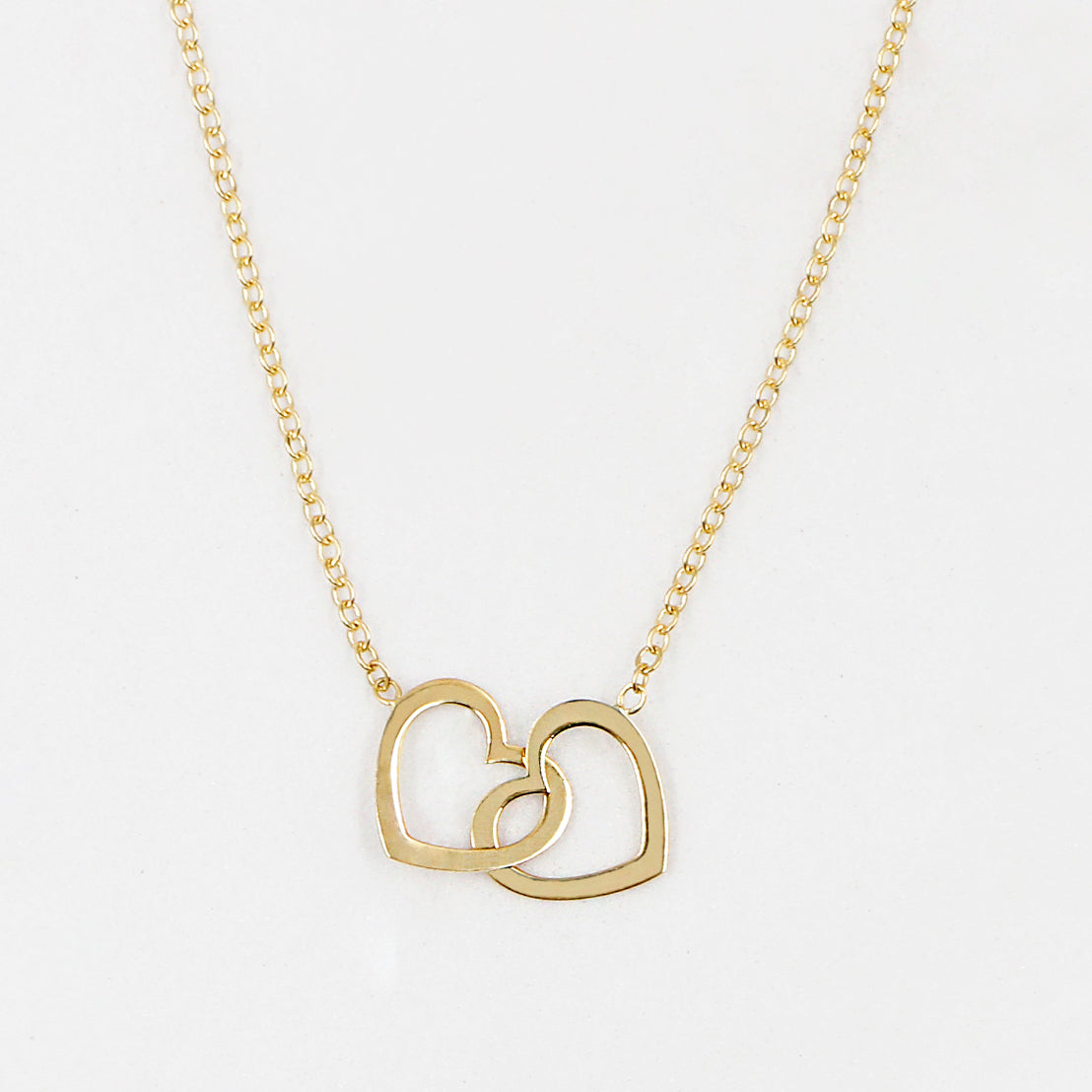 Collar de Oro 18k Corazón Doble| Peruviana Joyas
