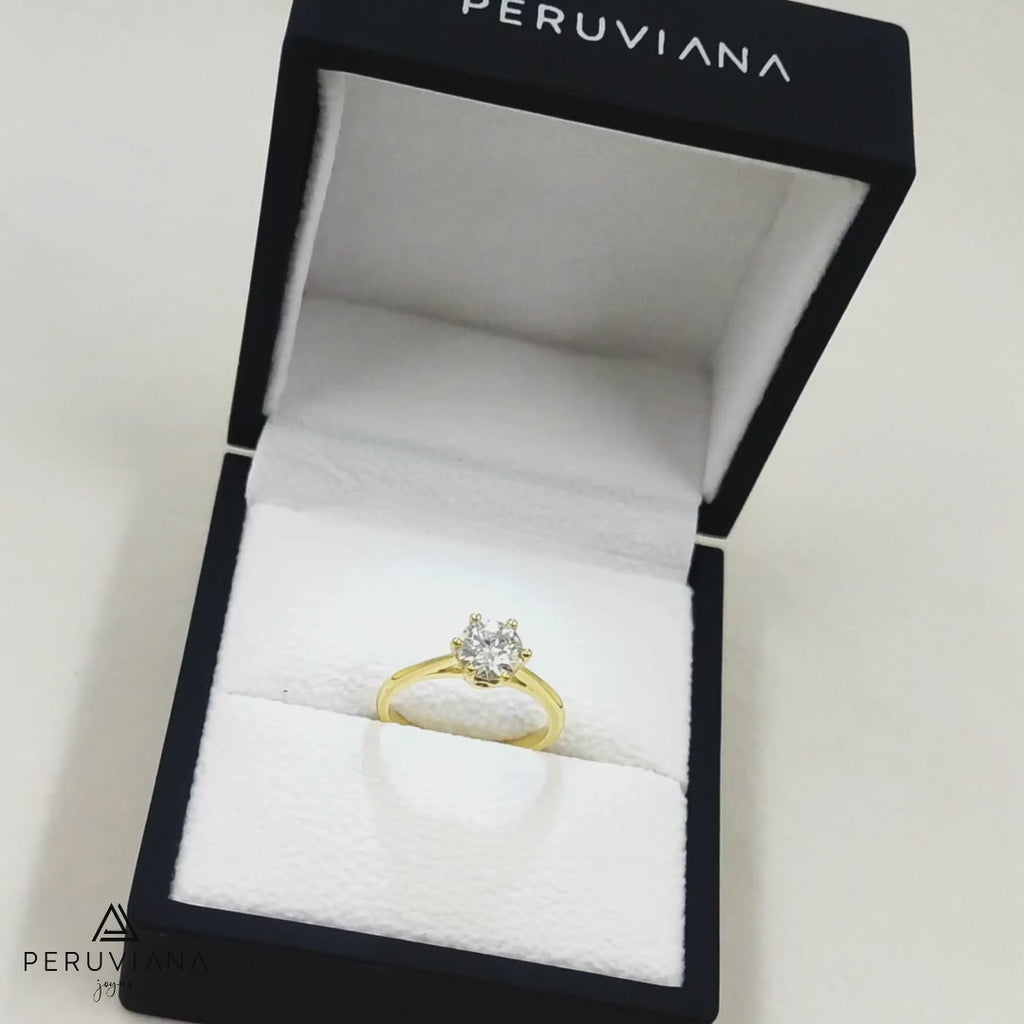 Anillo de Compromiso "Vida Mía" en oro amarillo de 18K - Peruviana