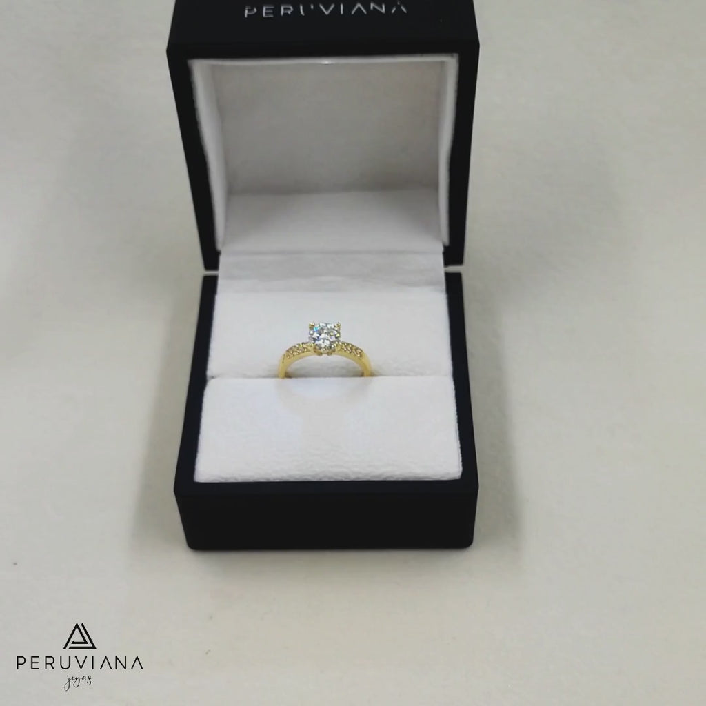 Anillo de compromiso "Un Sueno Contigo" en oro amarillo de 18K - Peruviana