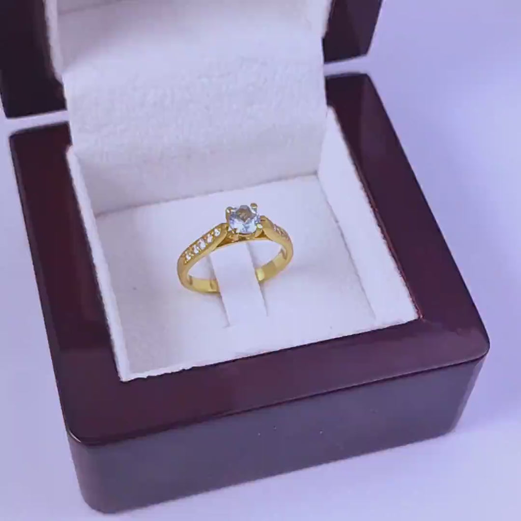 Anillo de Compromiso "Mi Cielo" en oro de 18K con piedras preciosas - Peruviana Joyas